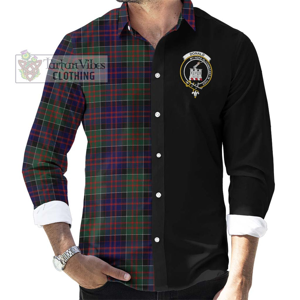 Donald of Clan Ranald Tartan Long Sleeve Button Shirt with Family Crest and Half Of Me Style - Tartanvibesclothing Shop