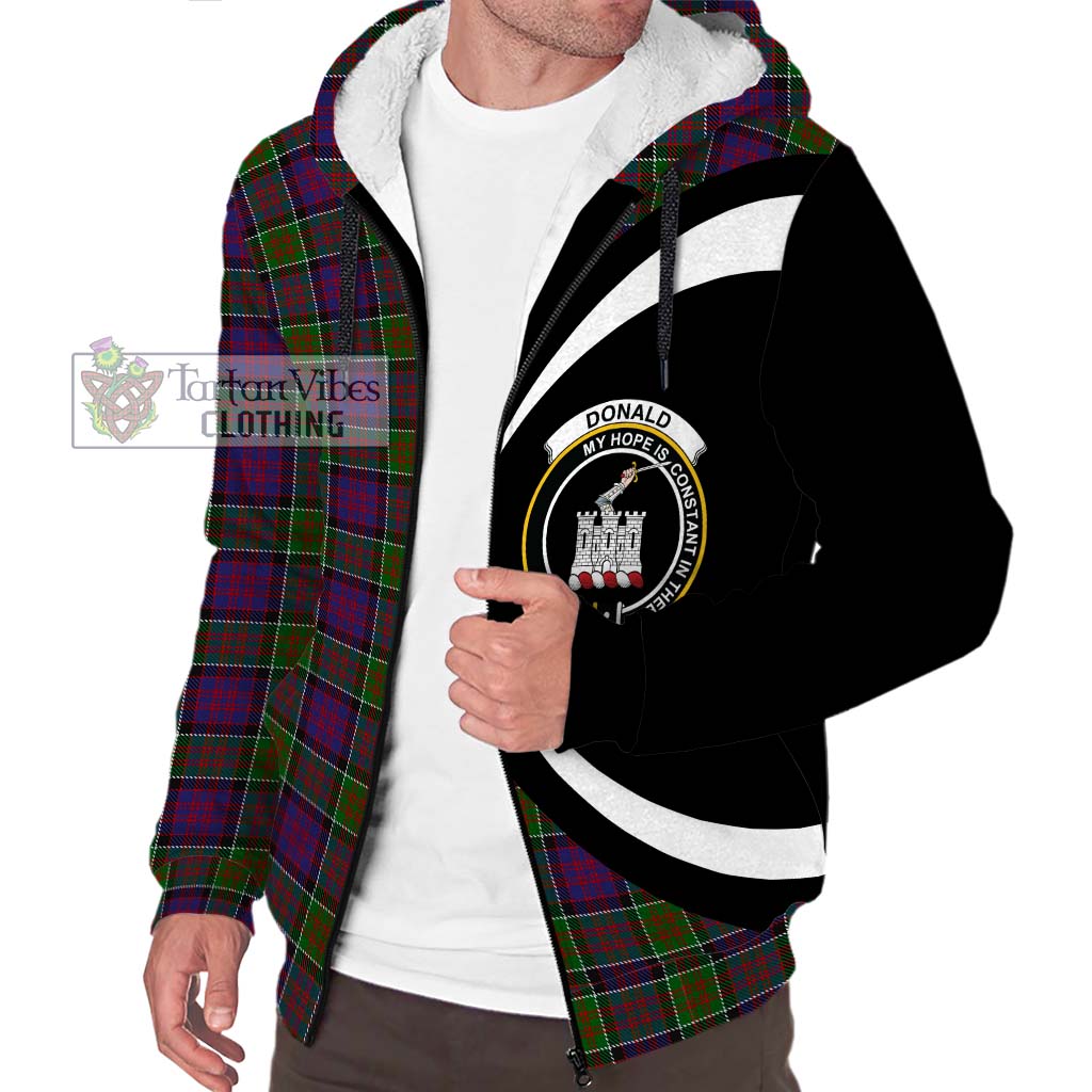 Donald of Clan Ranald Modern Tartan Sherpa Hoodie with Family Crest Circle Style Unisex S - Tartan Vibes Clothing