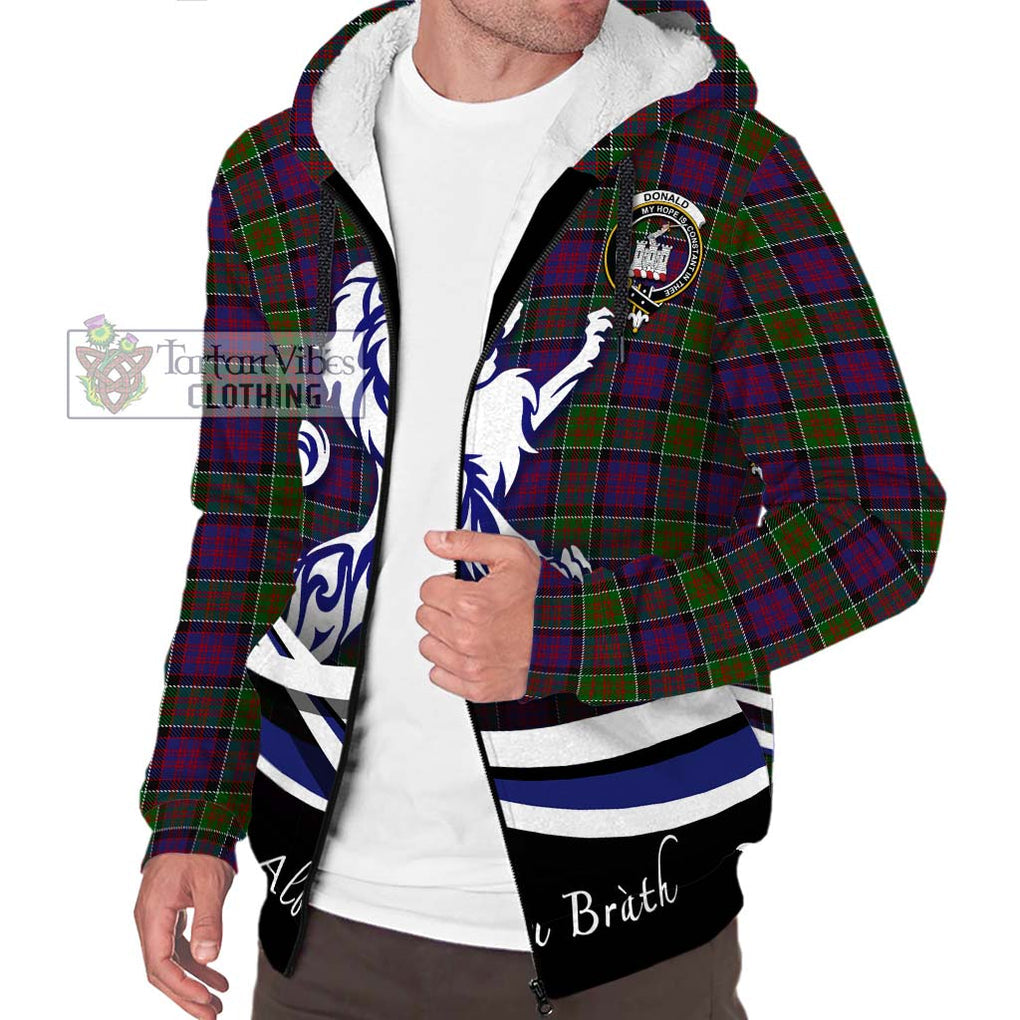 Donald of Clan Ranald Modern Tartan Sherpa Hoodie with Alba Gu Brath Regal Lion Emblem Unisex S - Tartanvibesclothing Shop