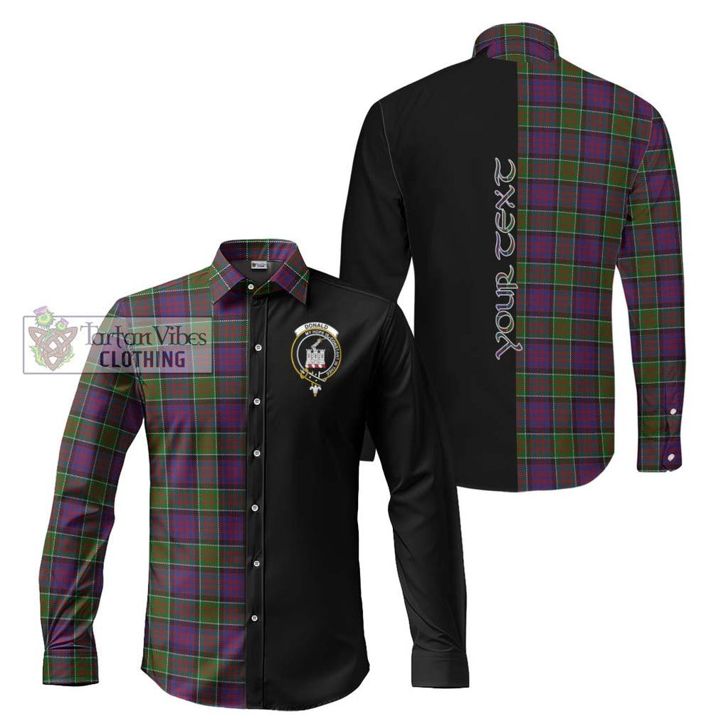 Donald of Clan Ranald Modern Tartan Long Sleeve Button Shirt with Family Crest and Half Of Me Style Men's Shirt S - Tartanvibesclothing Shop