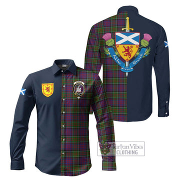 Donald of Clan Ranald Modern Tartan Long Sleeve Button Shirt Alba with Scottish Lion Royal Arm Half Style