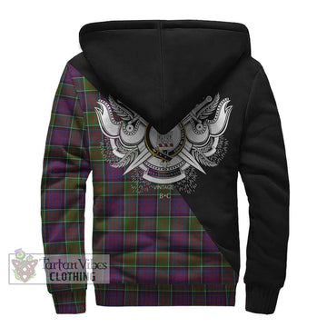 Donald of Clan Ranald Modern Tartan Sherpa Hoodie with Family Crest and Military Logo Style