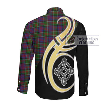 Donald of Clan Ranald Modern Tartan Long Sleeve Button Shirt with Family Crest and Celtic Symbol Style