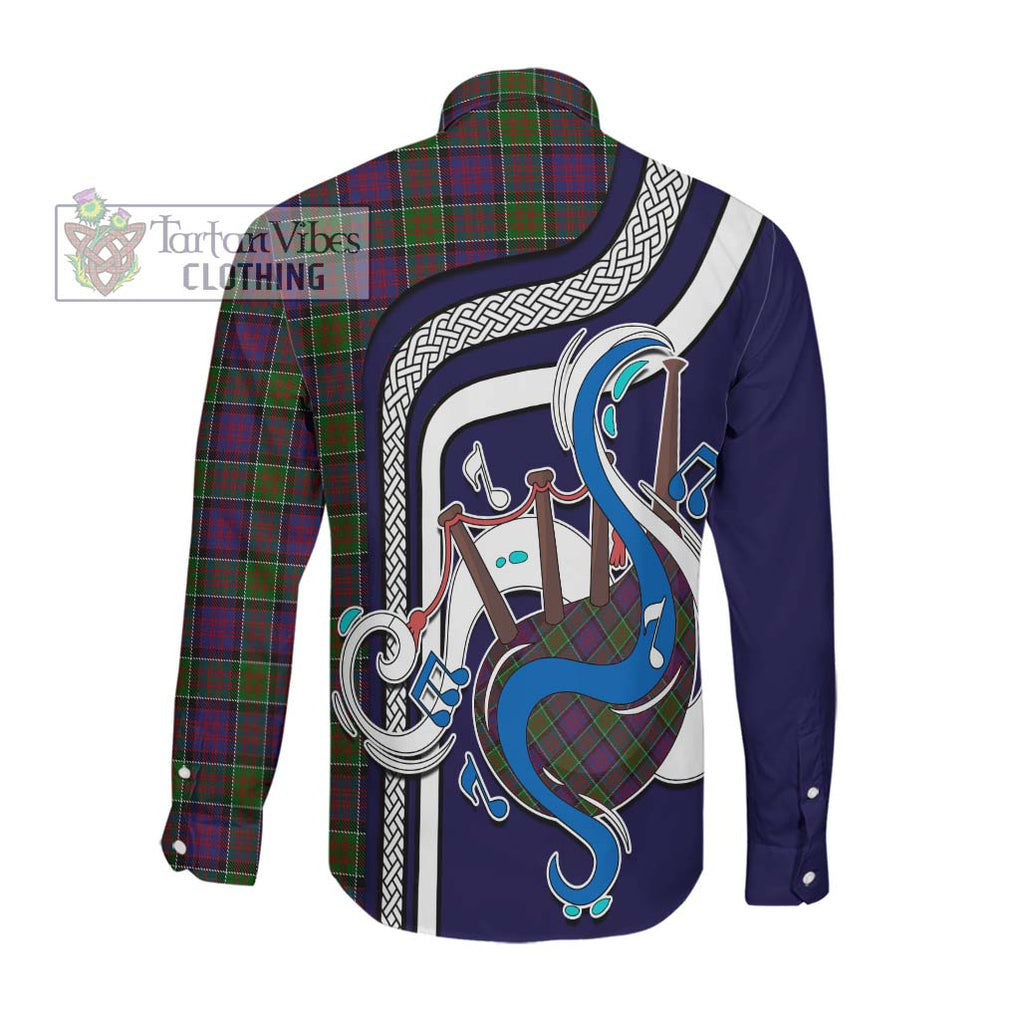 Donald of Clan Ranald Modern Tartan Long Sleeve Button Shirt with Epic Bagpipe Style Men's Shirt - Tartanvibesclothing Shop