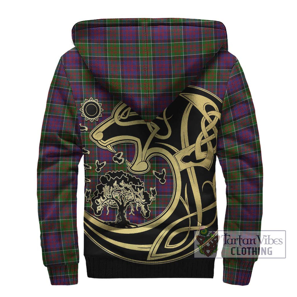 Donald of Clan Ranald Modern Tartan Sherpa Hoodie with Family Crest Celtic Wolf Style - Tartan Vibes Clothing