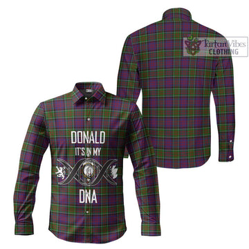 Donald of Clan Ranald Modern Tartan Long Sleeve Button Shirt with Family Crest DNA In Me Style