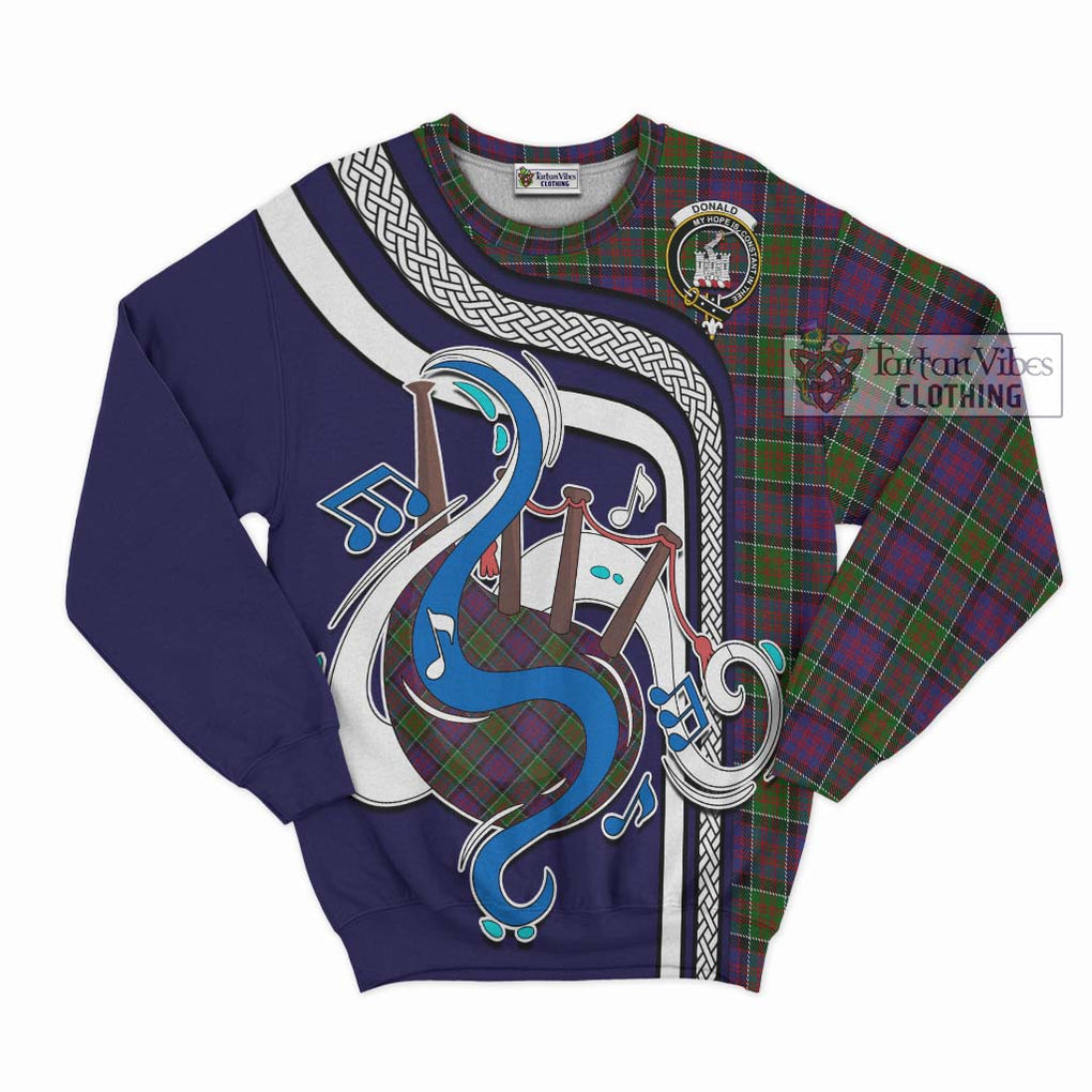 Donald of Clan Ranald Modern Tartan Sweatshirt with Epic Bagpipe Style - Tartanvibesclothing Shop