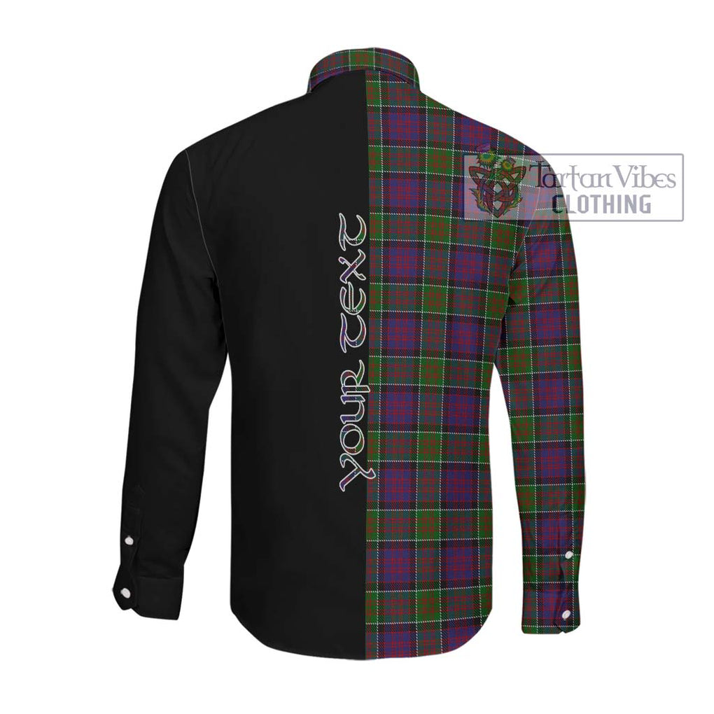 Donald of Clan Ranald Modern Tartan Long Sleeve Button Shirt with Family Crest and Half Of Me Style Men's Shirt - Tartanvibesclothing Shop