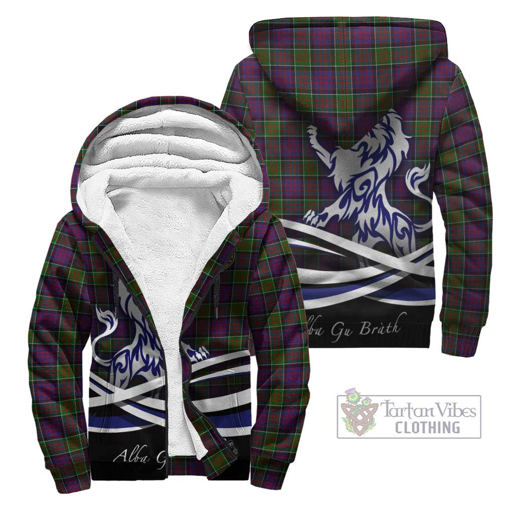 Donald of Clan Ranald Modern Tartan Sherpa Hoodie with Alba Gu Brath Regal Lion Emblem Unisex - Tartanvibesclothing Shop