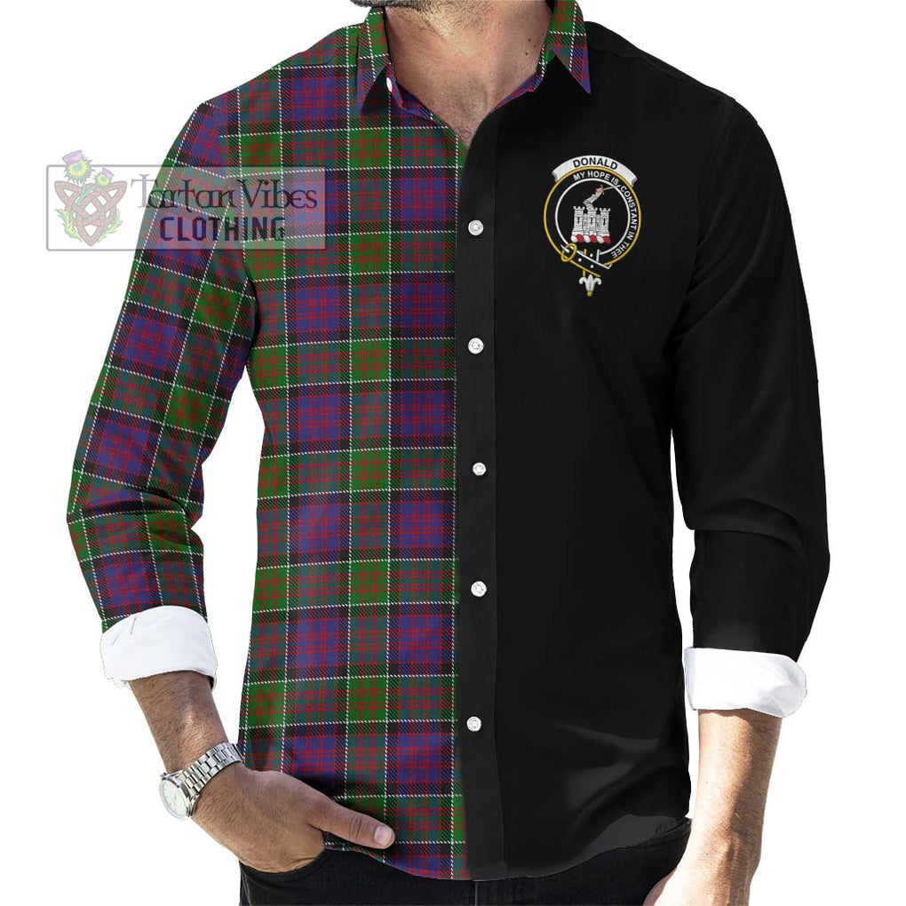 Donald of Clan Ranald Modern Tartan Long Sleeve Button Shirt with Family Crest and Half Of Me Style - Tartanvibesclothing Shop