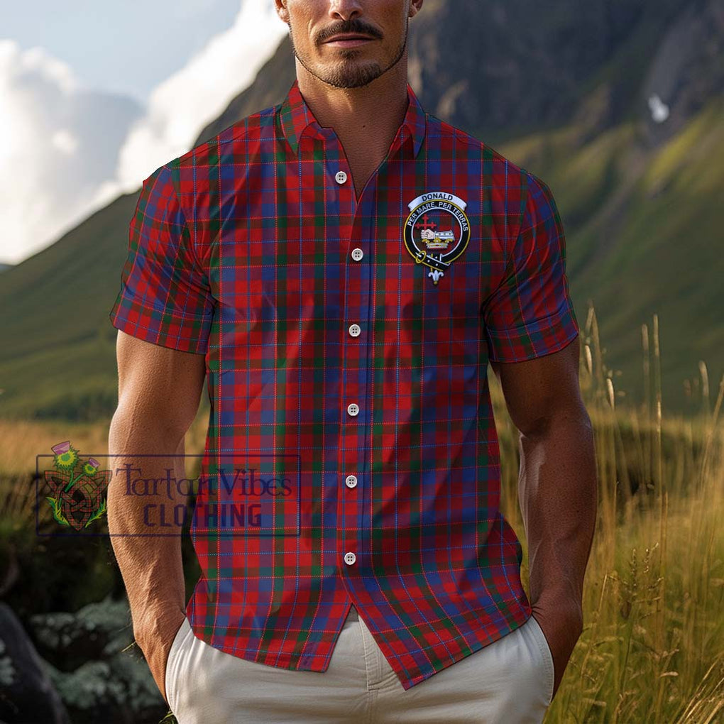 Donald of Glenaladale Tartan Cotton Hawaiian Shirt with Family Crest Adult - Tartan Vibes Clothing