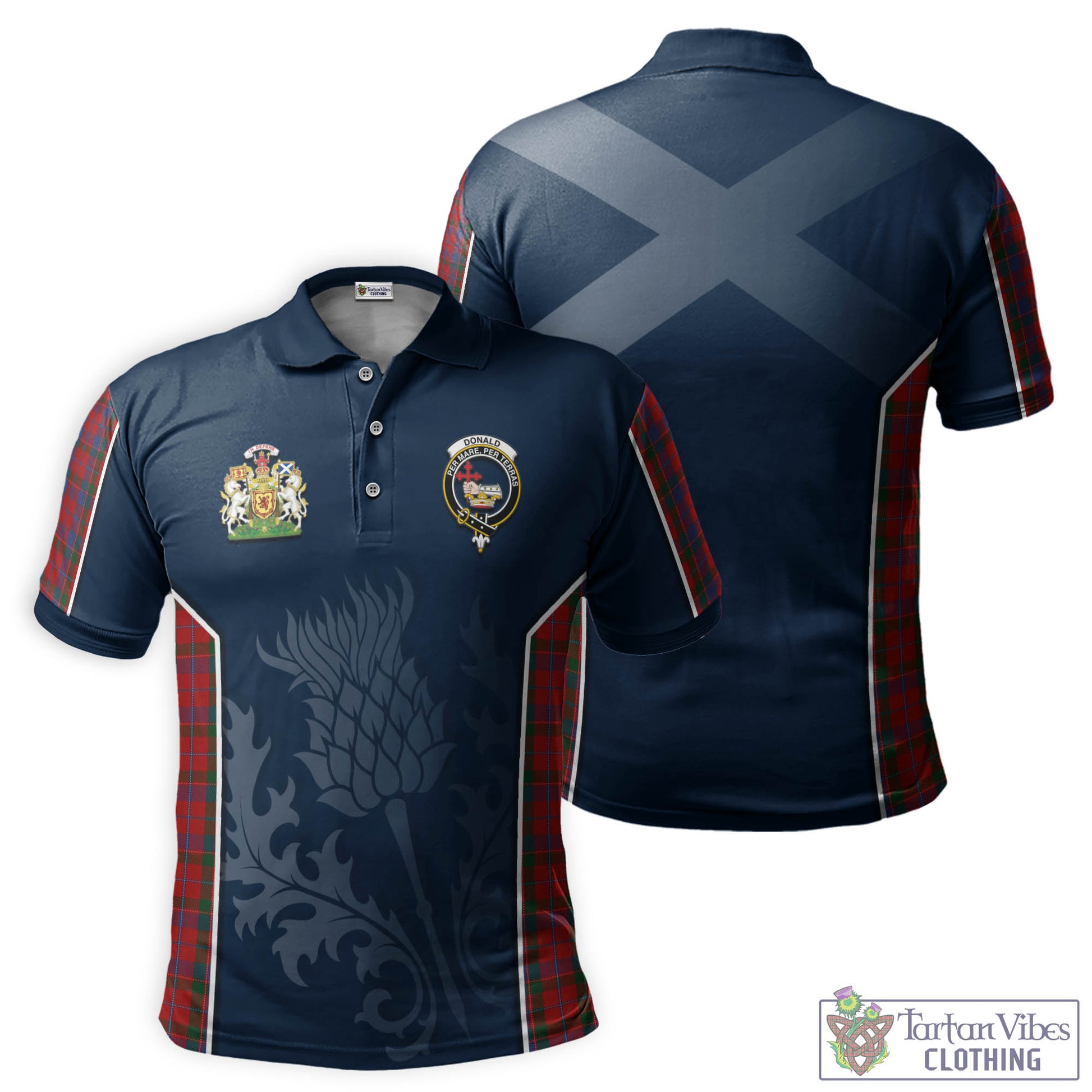 Donald of Glenaladale Tartan Men's Polo Shirt with Family Crest and Scottish Thistle Vibes Sport Style Kid - Tartan Vibes Clothing