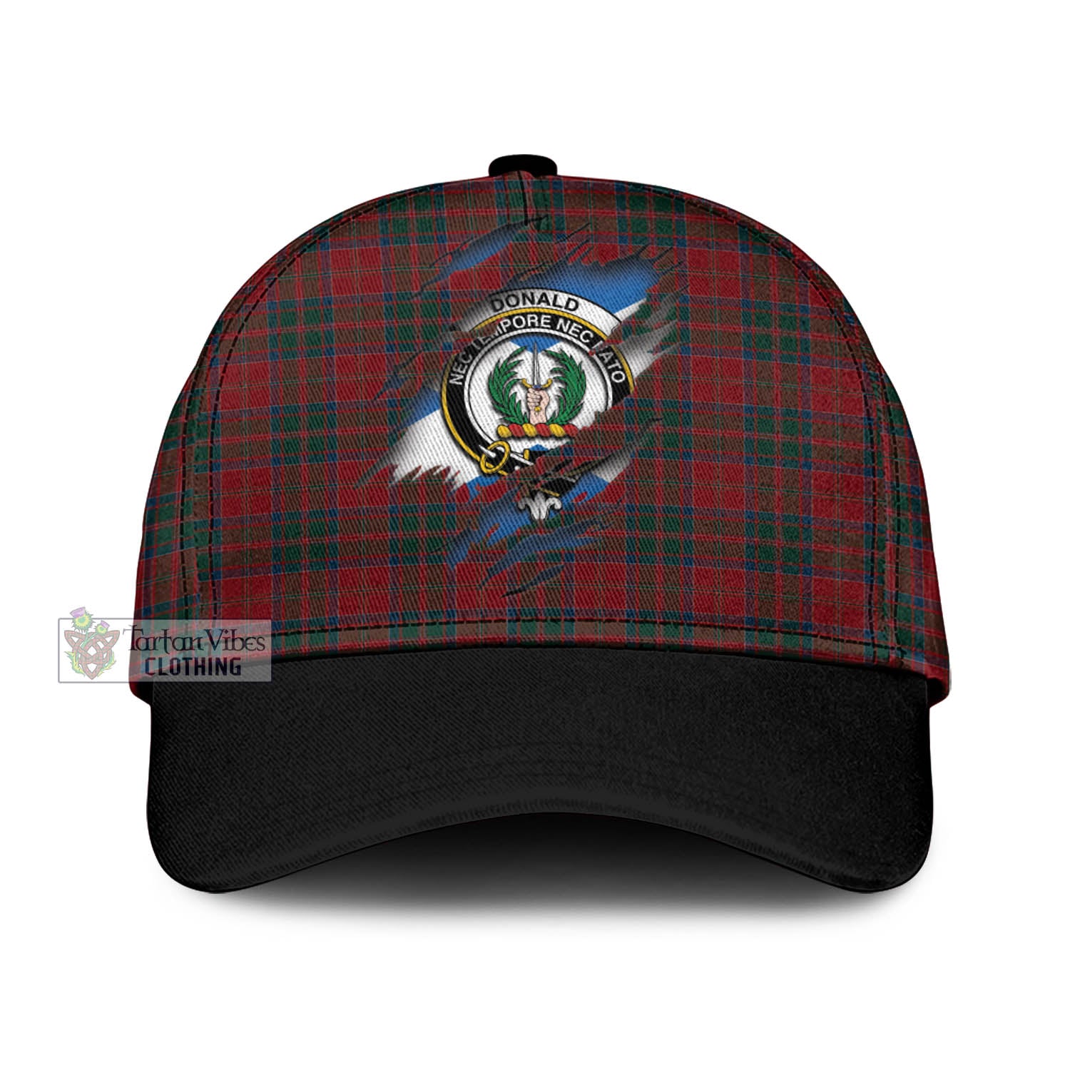 Tartan Vibes Clothing Donald of Glencoe Tartan Classic Cap with Family Crest In Me Style