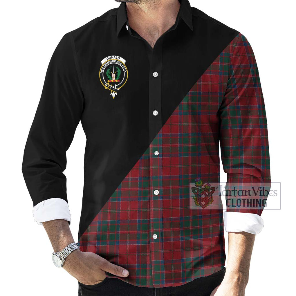 Donald of Glencoe Tartan Long Sleeve Button Shirt with Family Crest and Military Logo Style - Tartanvibesclothing Shop