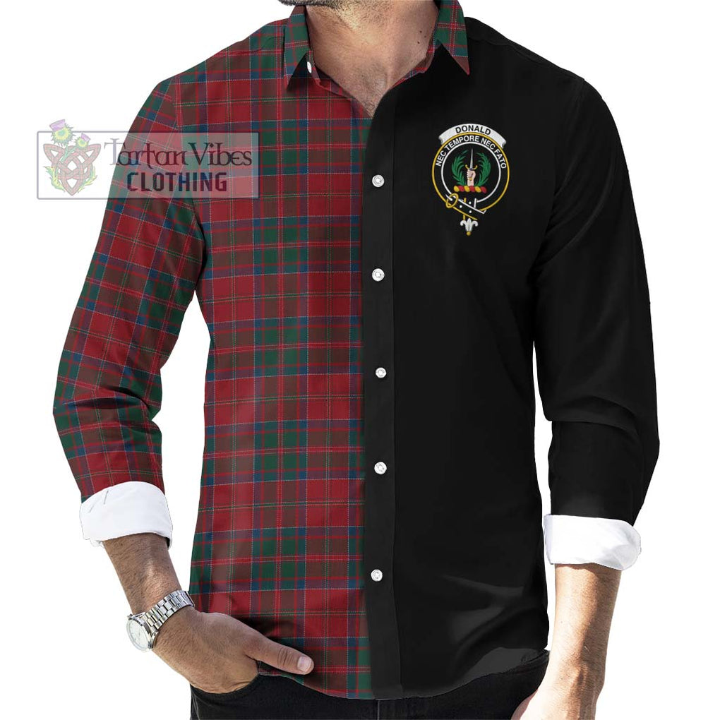 Donald of Glencoe Tartan Long Sleeve Button Shirt with Family Crest and Half Of Me Style - Tartanvibesclothing Shop