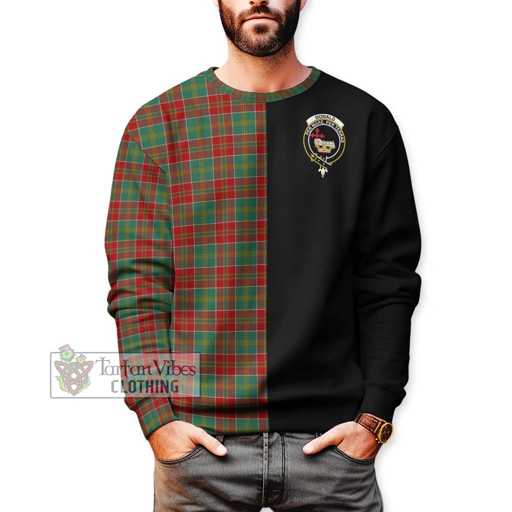 Donald of Kingsburgh Tartan Sweatshirt with Family Crest and Half Of Me Style Unisex - Tartanvibesclothing Shop