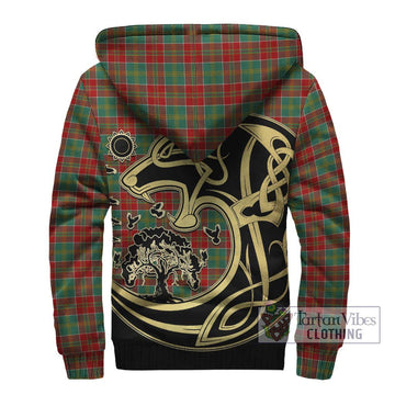 Donald of Kingsburgh Tartan Sherpa Hoodie with Family Crest Celtic Wolf Style