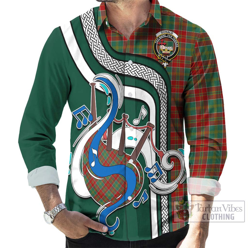 Donald of Kingsburgh Tartan Long Sleeve Button Shirt with Epic Bagpipe Style - Tartanvibesclothing Shop