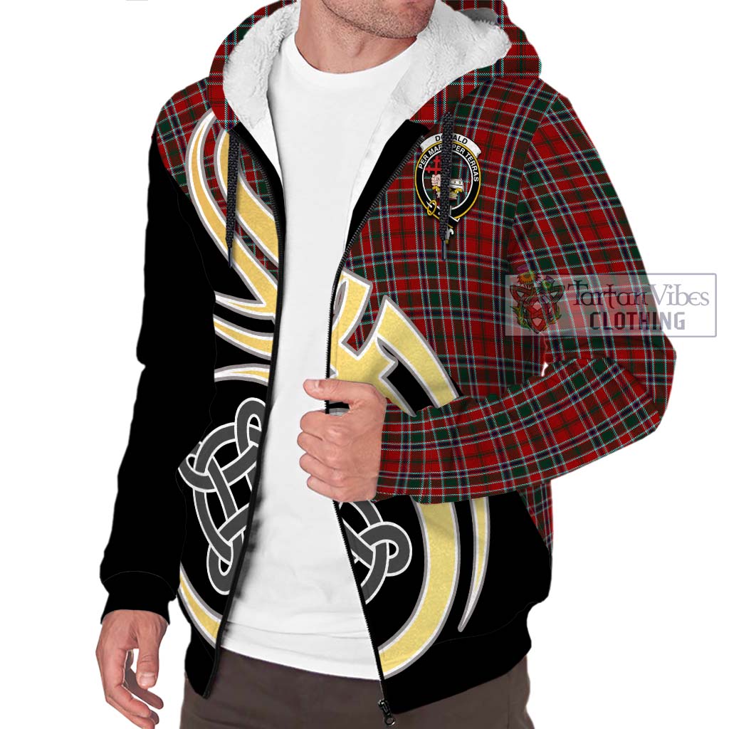 Donald of Lochmaddy Tartan Sherpa Hoodie with Family Crest and Celtic Symbol Style - Tartan Vibes Clothing