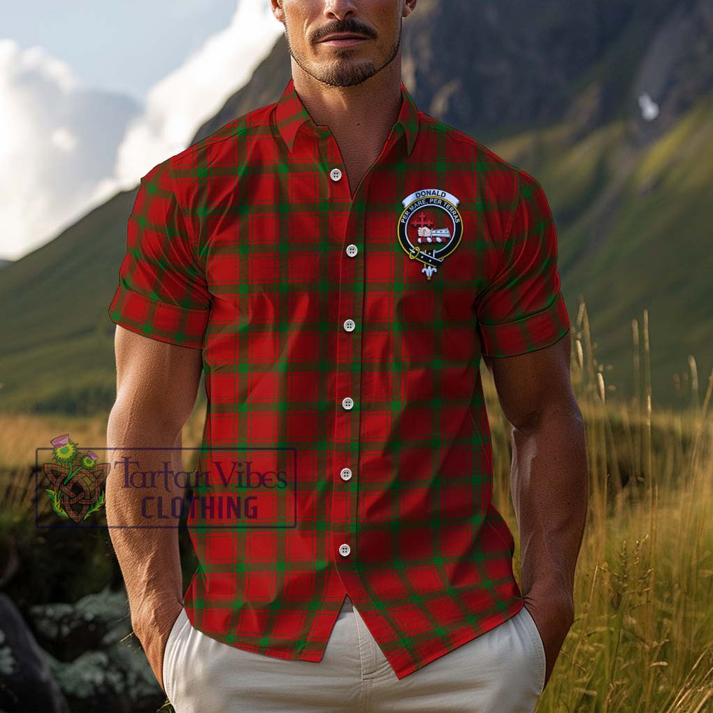 Donald of Sleat Tartan Cotton Hawaiian Shirt with Family Crest Adult - Tartan Vibes Clothing