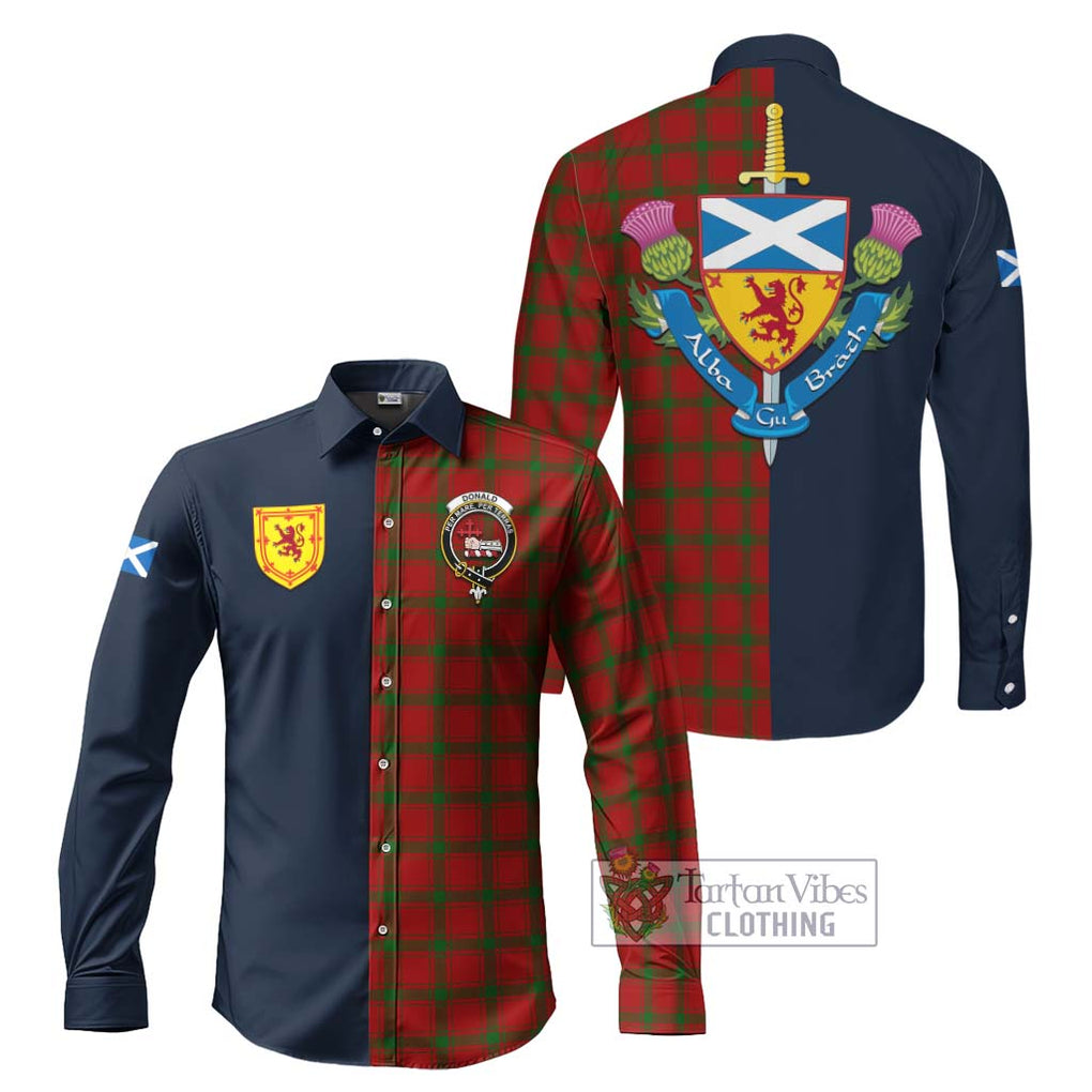 Tartan Vibes Clothing Donald of Sleat Tartan Long Sleeve Button Shirt with Scottish Lion Royal Arm Half Style