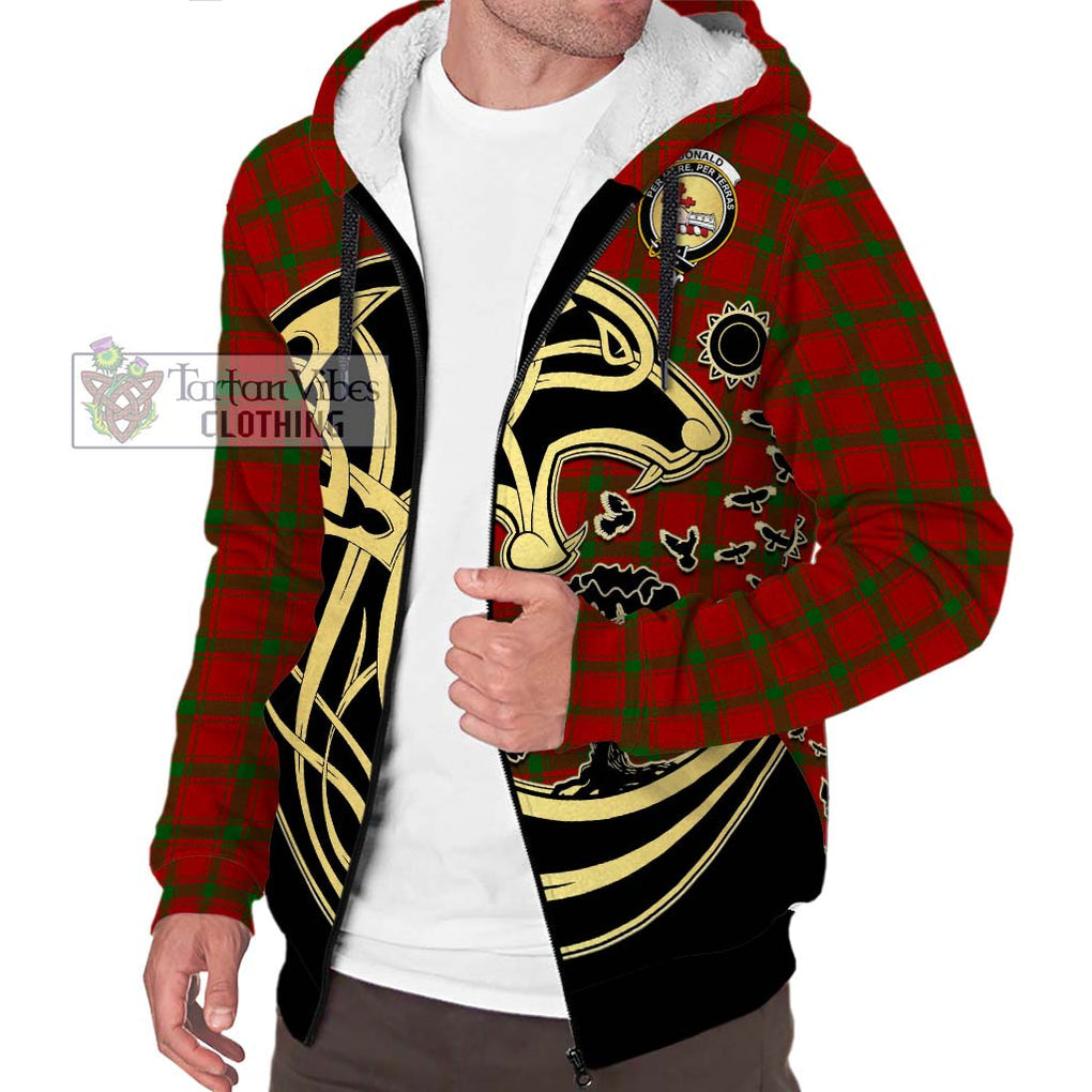 Donald of Sleat Tartan Sherpa Hoodie with Family Crest Celtic Wolf Style Unisex S - Tartan Vibes Clothing