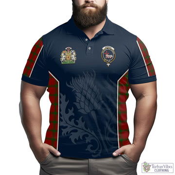 Donald of Sleat Tartan Men's Polo Shirt with Family Crest and Scottish Thistle Vibes Sport Style