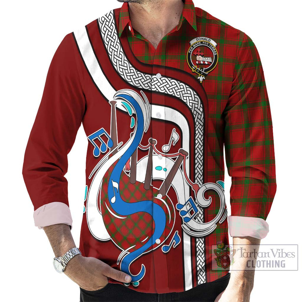 Donald of Sleat Tartan Long Sleeve Button Shirt with Epic Bagpipe Style - Tartanvibesclothing Shop