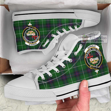 Donald of The Isles Tartan High Top Shoes with Family Crest