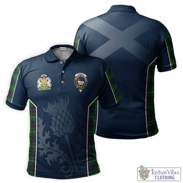 Donald of The Isles Tartan Men's Polo Shirt with Family Crest and Scottish Thistle Vibes Sport Style