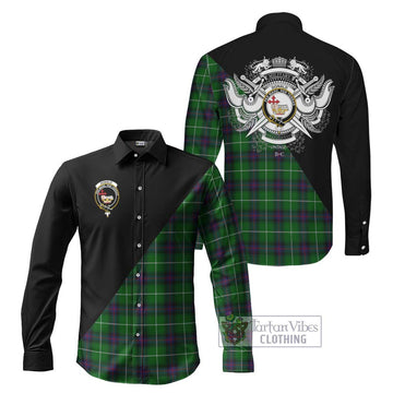 Donald of The Isles Tartan Long Sleeve Button Shirt with Family Crest and Military Logo Style