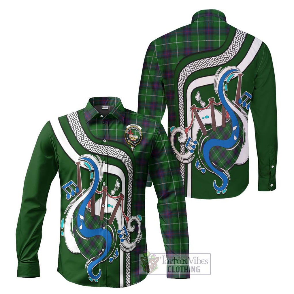 Donald of The Isles Tartan Long Sleeve Button Shirt with Epic Bagpipe Style Men's Shirt S - Tartanvibesclothing Shop