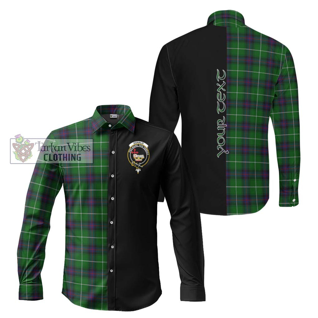 Donald of The Isles Tartan Long Sleeve Button Shirt with Family Crest and Half Of Me Style Men's Shirt S - Tartanvibesclothing Shop