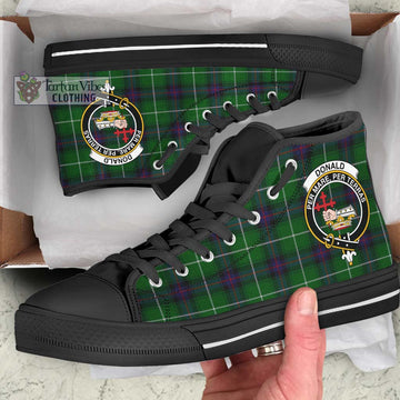 Donald of The Isles Tartan High Top Shoes with Family Crest