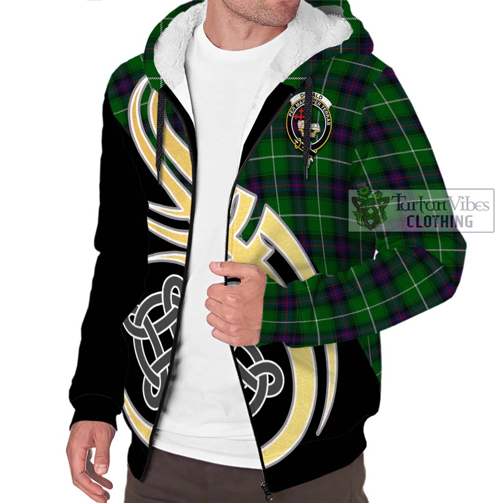 Donald of The Isles Tartan Sherpa Hoodie with Family Crest and Celtic Symbol Style - Tartan Vibes Clothing