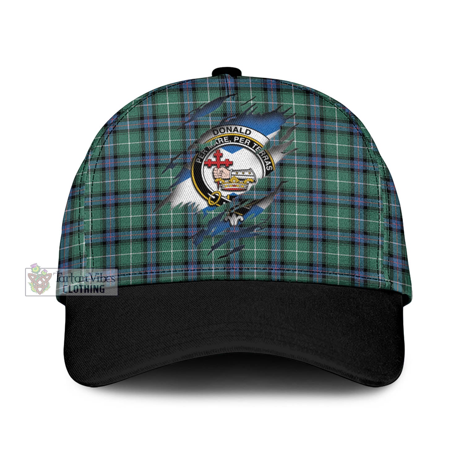 Tartan Vibes Clothing Donald of the Isles Hunting Ancient Tartan Classic Cap with Family Crest In Me Style