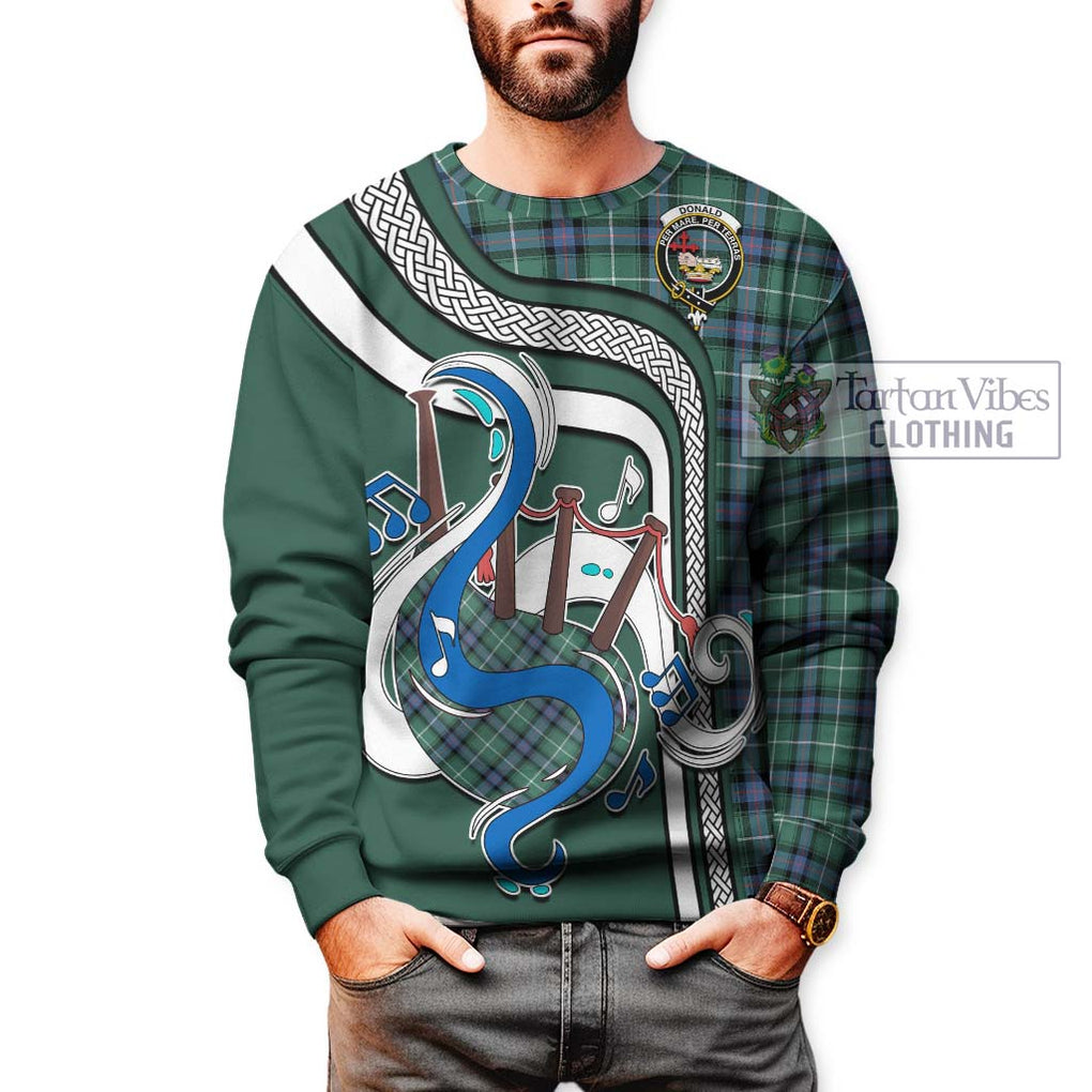 Donald of the Isles Hunting Ancient Tartan Sweatshirt with Epic Bagpipe Style Unisex - Tartanvibesclothing Shop