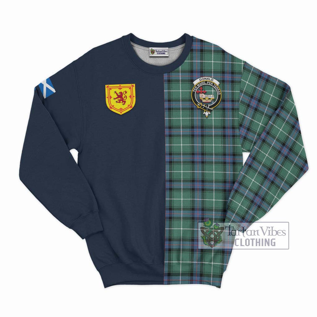 Tartan Vibes Clothing Donald of the Isles Hunting Ancient Tartan Sweatshirt with Scottish Lion Royal Arm Half Style