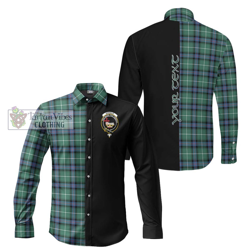 Donald of the Isles Hunting Ancient Tartan Long Sleeve Button Shirt with Family Crest and Half Of Me Style Men's Shirt S - Tartanvibesclothing Shop