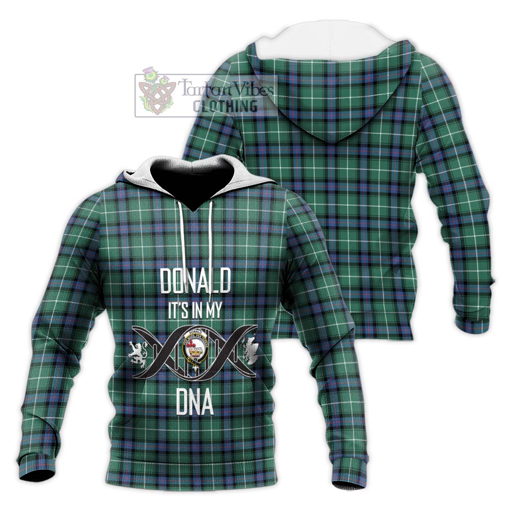 Tartan Vibes Clothing Donald of the Isles Hunting Ancient Tartan Knitted Hoodie with Family Crest DNA In Me Style