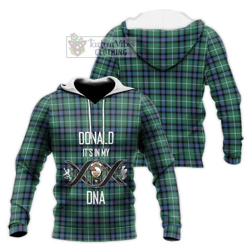 Donald of the Isles Hunting Ancient Tartan Knitted Hoodie with Family Crest DNA In Me Style