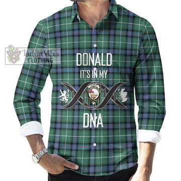 Donald of the Isles Hunting Ancient Tartan Long Sleeve Button Shirt with Family Crest DNA In Me Style