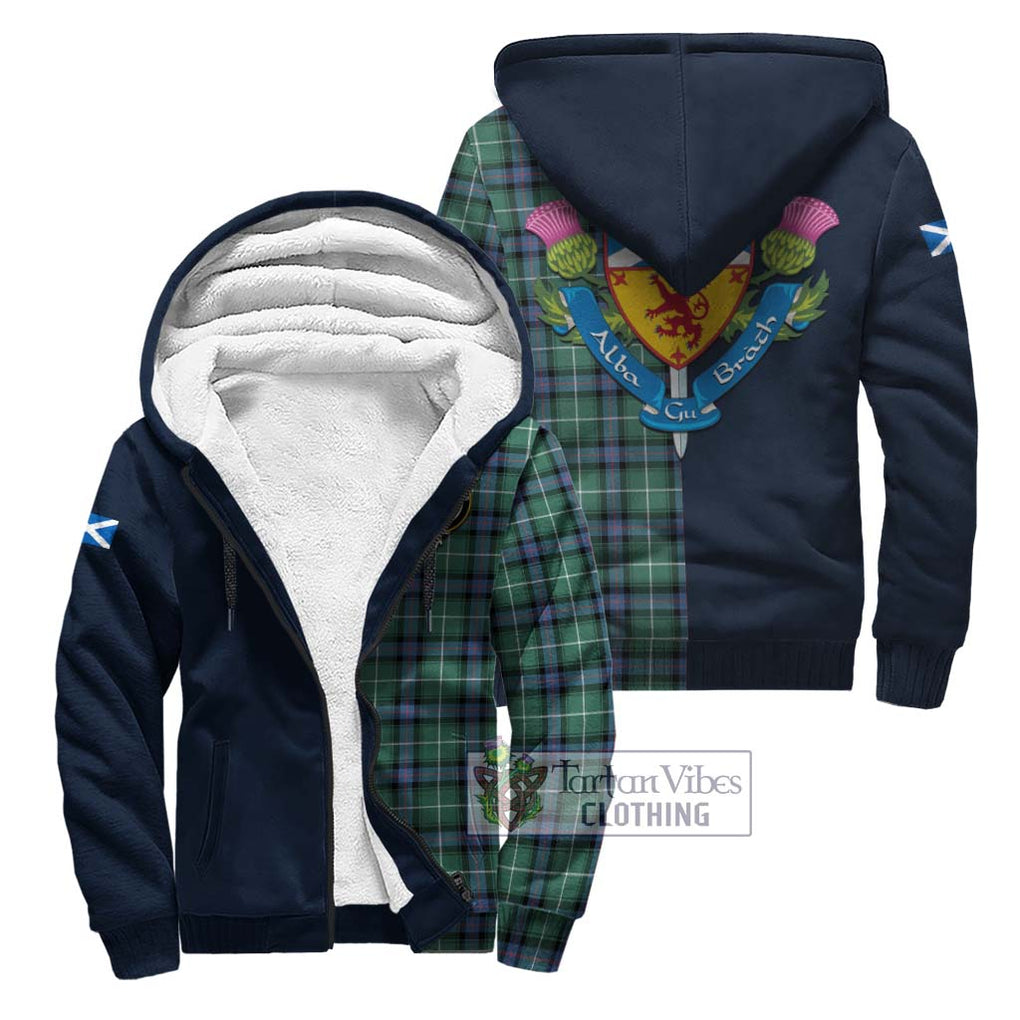 Tartan Vibes Clothing Donald of the Isles Hunting Ancient Tartan Sherpa Hoodie with Scottish Lion Royal Arm Half Style