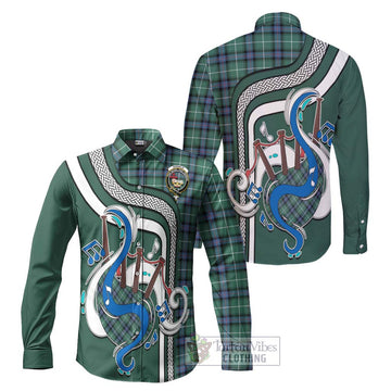 Donald of the Isles Hunting Ancient Tartan Long Sleeve Button Shirt with Epic Bagpipe Style