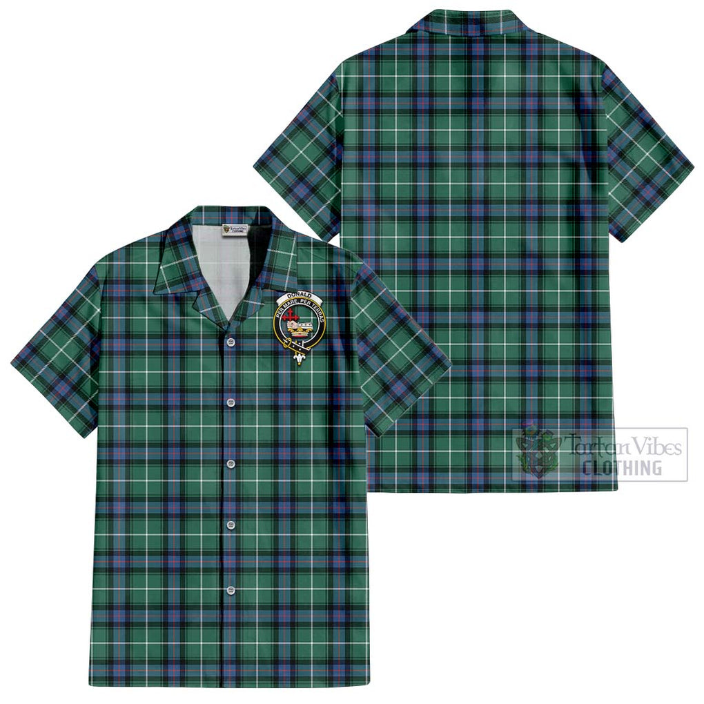 Donald of the Isles Hunting Ancient Tartan Cotton Hawaiian Shirt with Family Crest Kid - Tartan Vibes Clothing