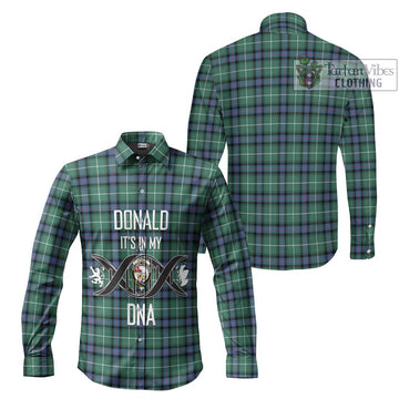 Donald of the Isles Hunting Ancient Tartan Long Sleeve Button Shirt with Family Crest DNA In Me Style