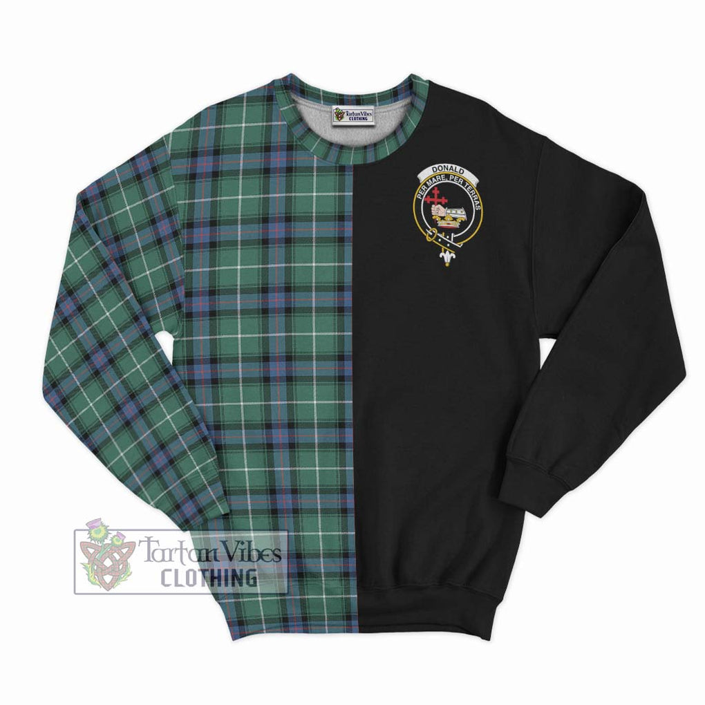 Donald of the Isles Hunting Ancient Tartan Sweatshirt with Family Crest and Half Of Me Style - Tartanvibesclothing Shop