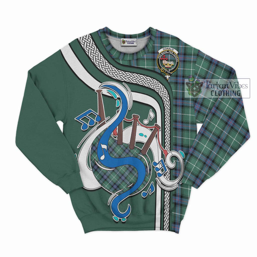 Donald of the Isles Hunting Ancient Tartan Sweatshirt with Epic Bagpipe Style - Tartanvibesclothing Shop