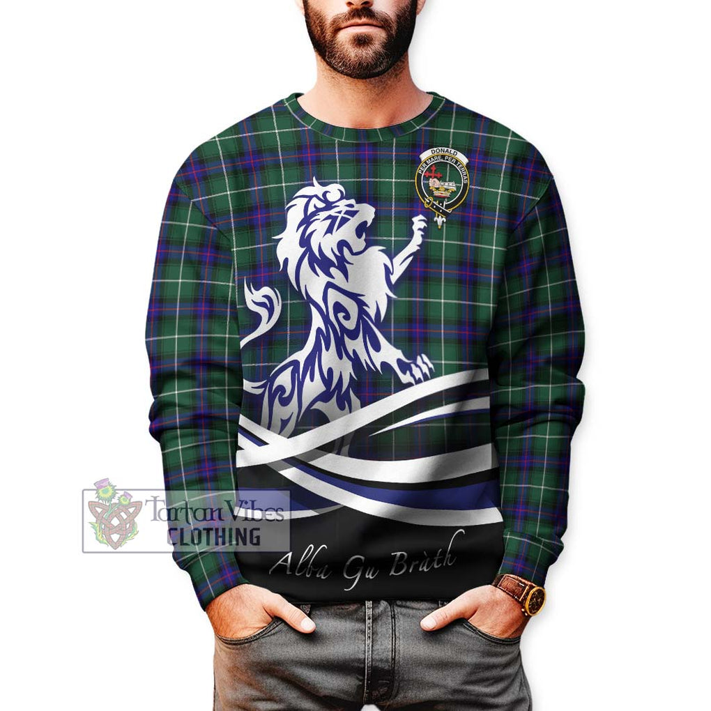 Donald of the Isles Hunting Modern Tartan Sweatshirt with Alba Gu Brath Regal Lion Emblem Unisex - Tartanvibesclothing Shop