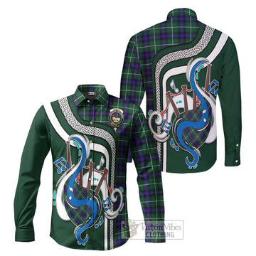 Donald of the Isles Hunting Modern Tartan Long Sleeve Button Shirt with Epic Bagpipe Style